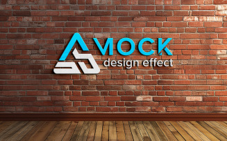 3d logo mockup on bricks wall indoor