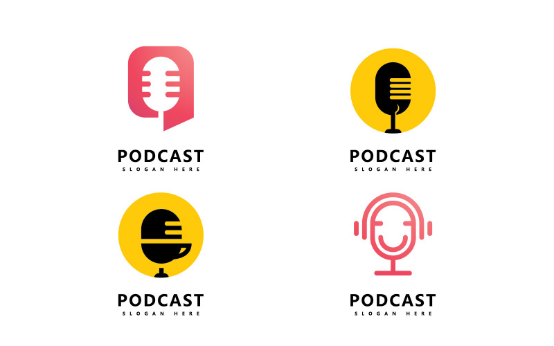 Podcast Logo icon Design Vector Template microphone symbols V0 Logo Template