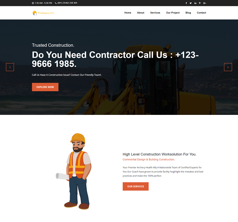 Washington Dc Construction Building Business HTML Template