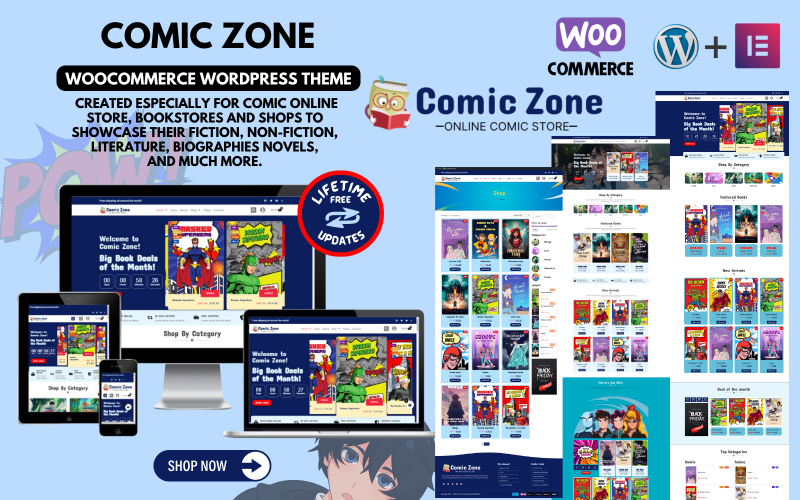 Comic Zone Woocommerce theme for Comic stores, Bookstores, Anime & Manga Stories news portal WordPress Theme