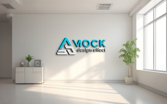 3d logo mockup on white wall indoor psd