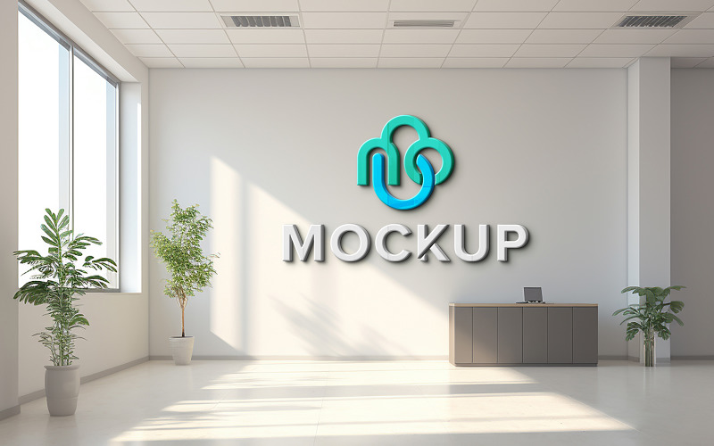 Latest office wall 3d logo mockup psd template Product Mockup
