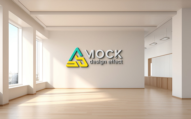 Logo mockup indoor wall template Product Mockup