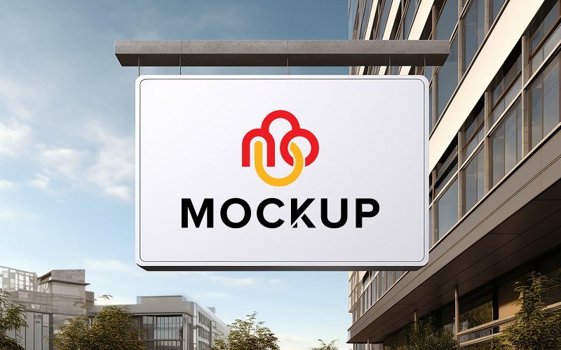 Logo mockup modern white hang sign psd Product Mockup