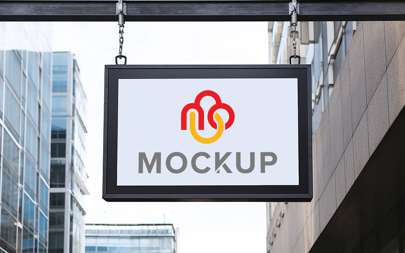 Logo mockup modern white hang sign template Product Mockup