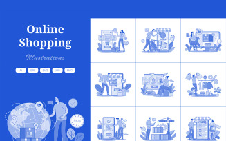 M686_Online Shopping Illustration Pack