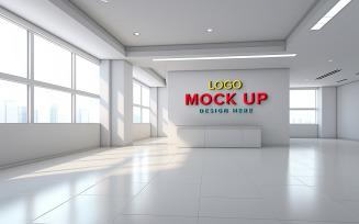 Office building room wall logo mockup indoor