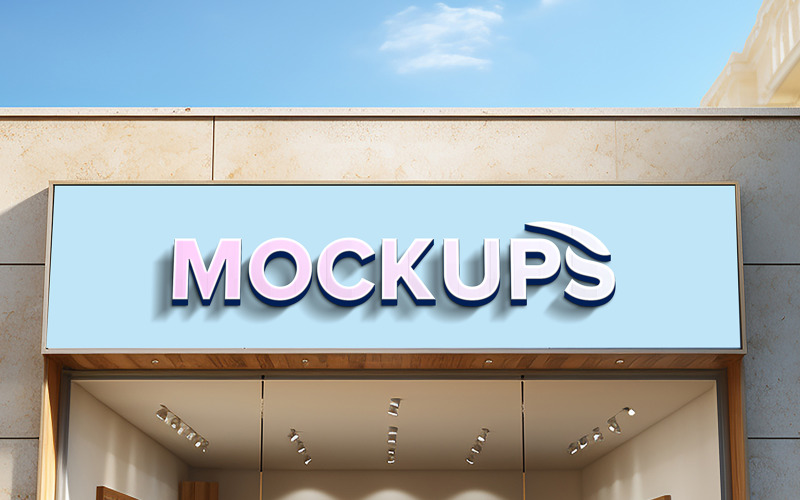 Unique shop facade logo mockup Product Mockup