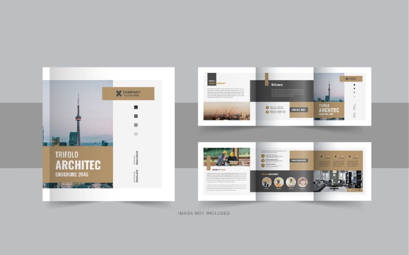 Architechture square trifold brochure or Square trifold brochure design template Corporate Identity