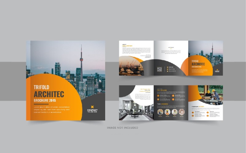 Architechture square trifold brochure or Square trifold brochure layout Corporate Identity
