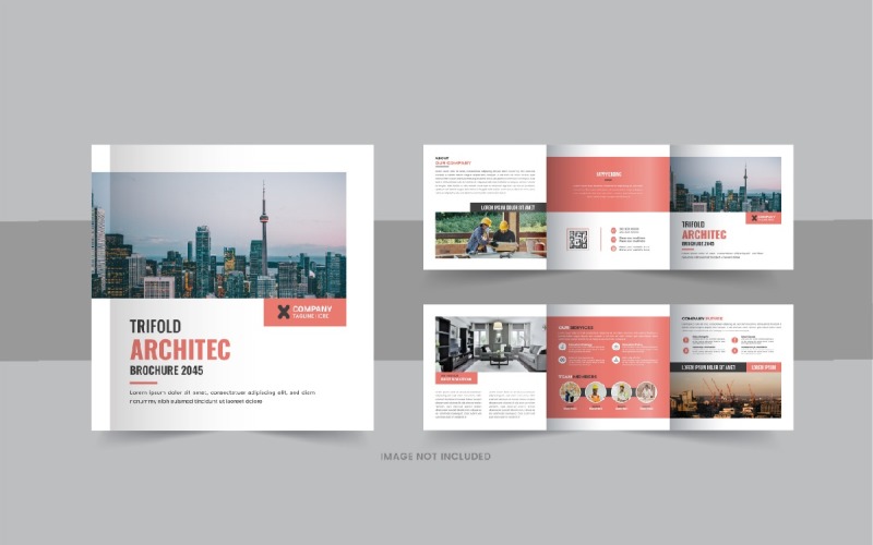Architechture square trifold brochure or Square trifold brochure template design layout Corporate Identity