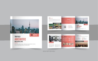 Architechture square trifold brochure or Square trifold brochure template design layout