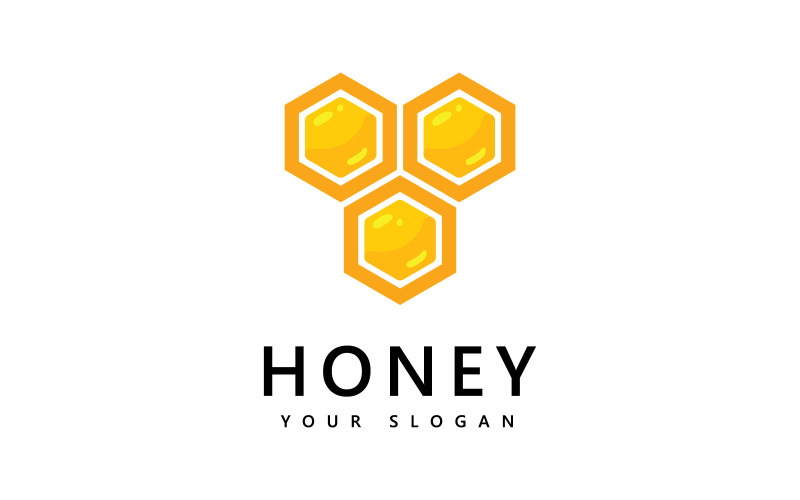 Honey comb logo icon, bees vector design V1 Logo Template