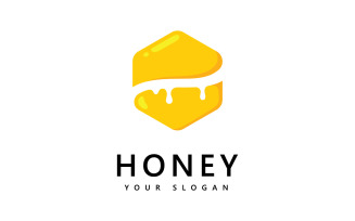 Honey comb logo icon, bees vector design V4