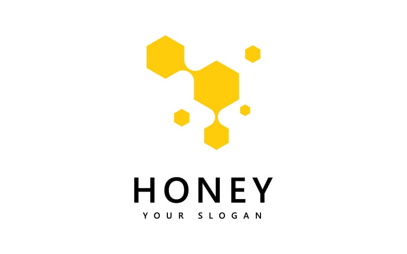 Honey comb logo icon, bees vector design V5 Logo Template
