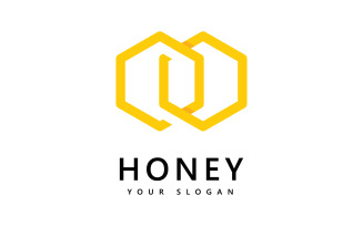 Honey comb logo icon, bees vector design V6