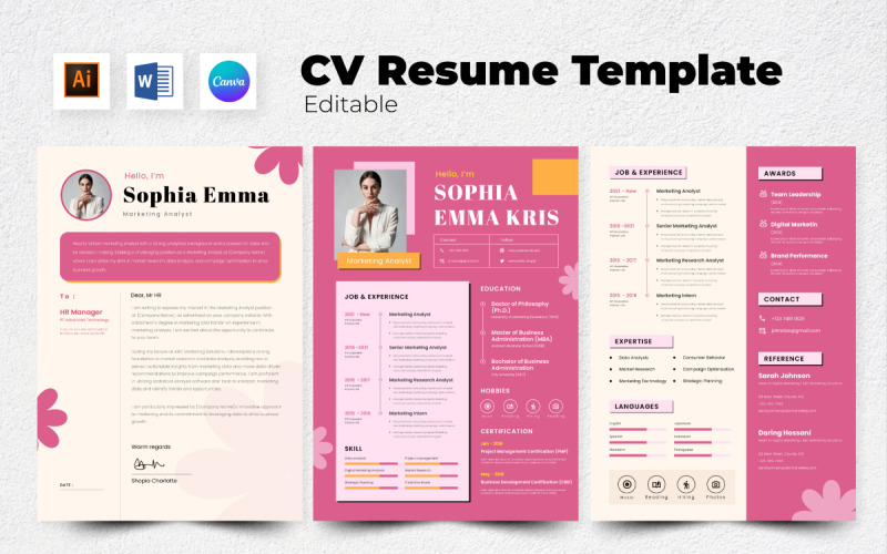 Resume / CV Marketing Analyst V4 Resume Template