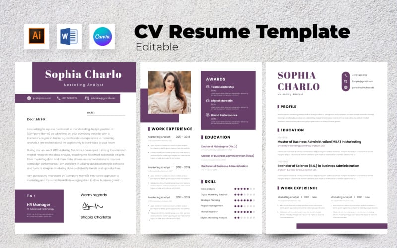 Resume / CV Marketing Analyst V6 Resume Template