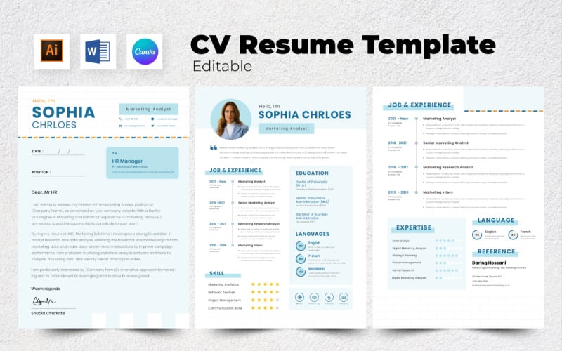 Resume / CV Marketing Analyst V8 Resume Template