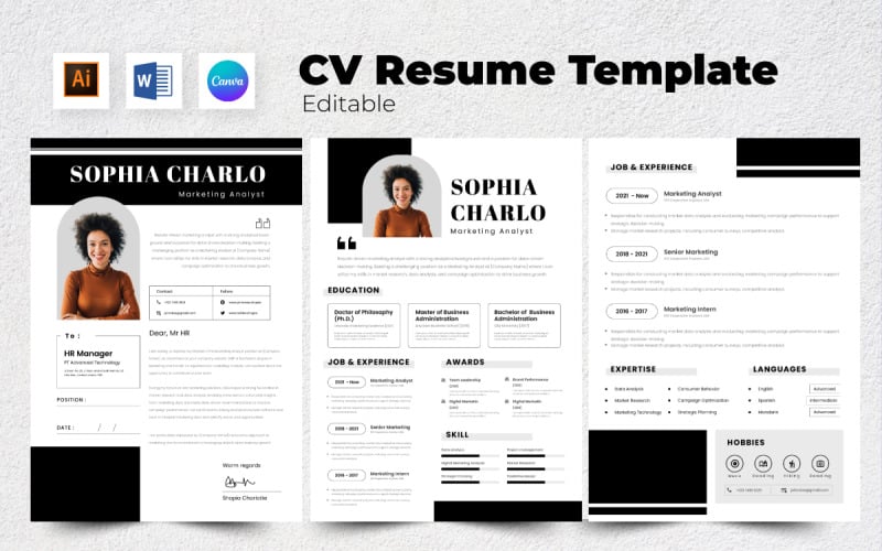 Resume / CV Marketing Analyst V9 Resume Template