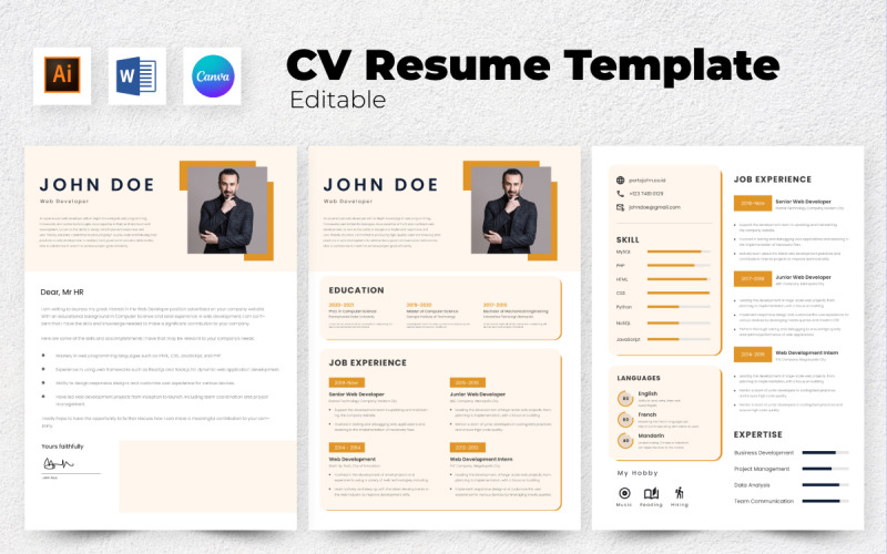 Resume / CV Web Developer V2 Resume Template
