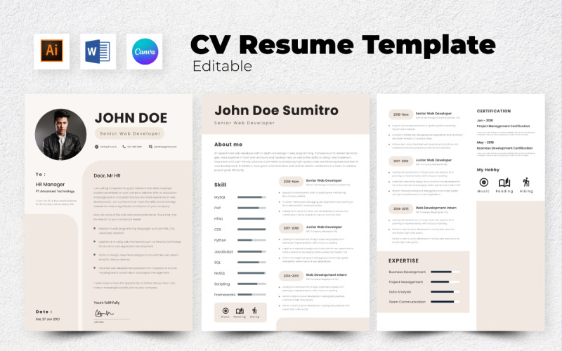 Resume / CV Web Developer V3 Resume Template