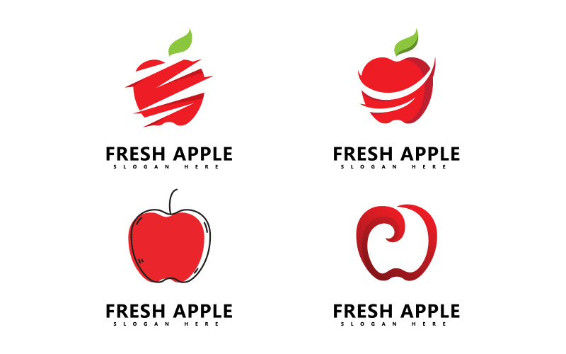 Apple fruit logo fresh fruit vector illustration V5 Logo Template