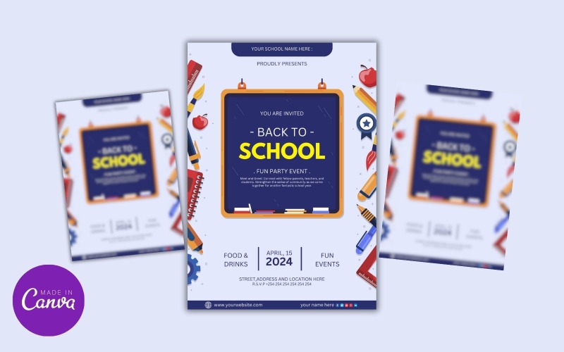 Back To School Flyer Design Template Poster Corporate Identity