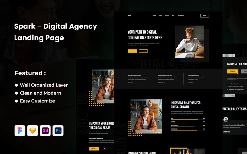 Spark - Digital Agency Landing Page UI Element