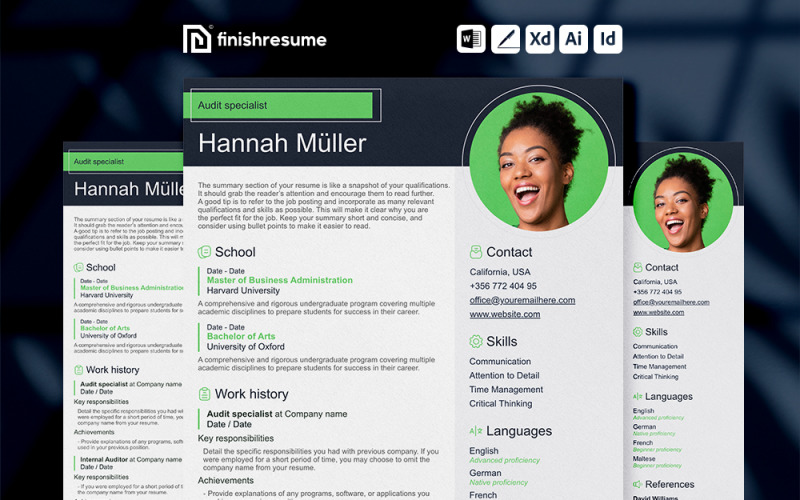 Audit specialist resume template | Finish Resume | FREE Resume Template