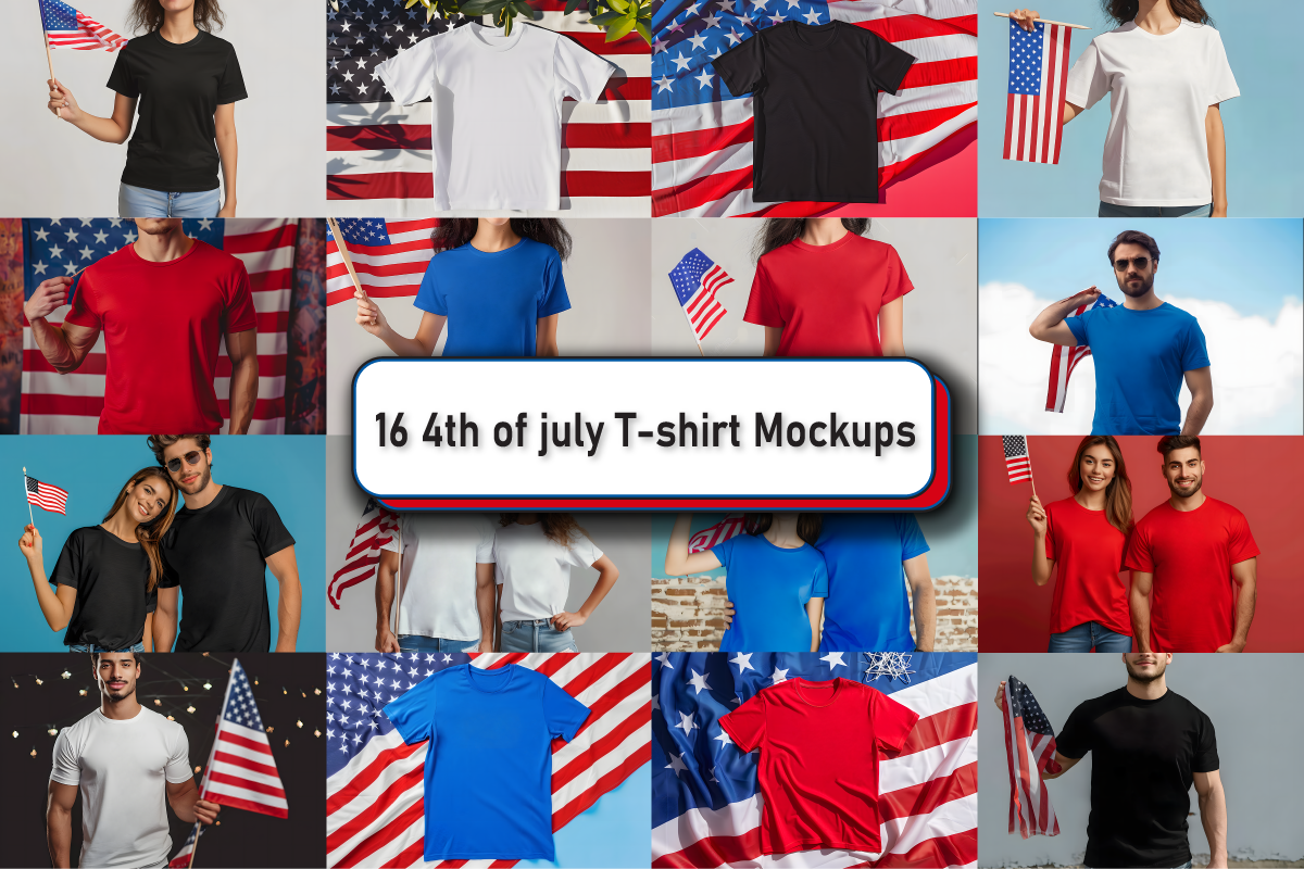 4th of July T-shirt Mockup Bundle