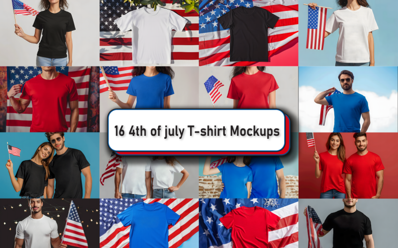 4th of July T-shirt Mockup Bundle Product Mockup