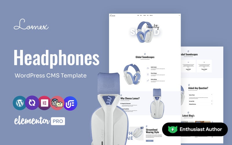 Lomex - Headphones Store Multipurpose WordPress Elementor Theme WordPress Theme