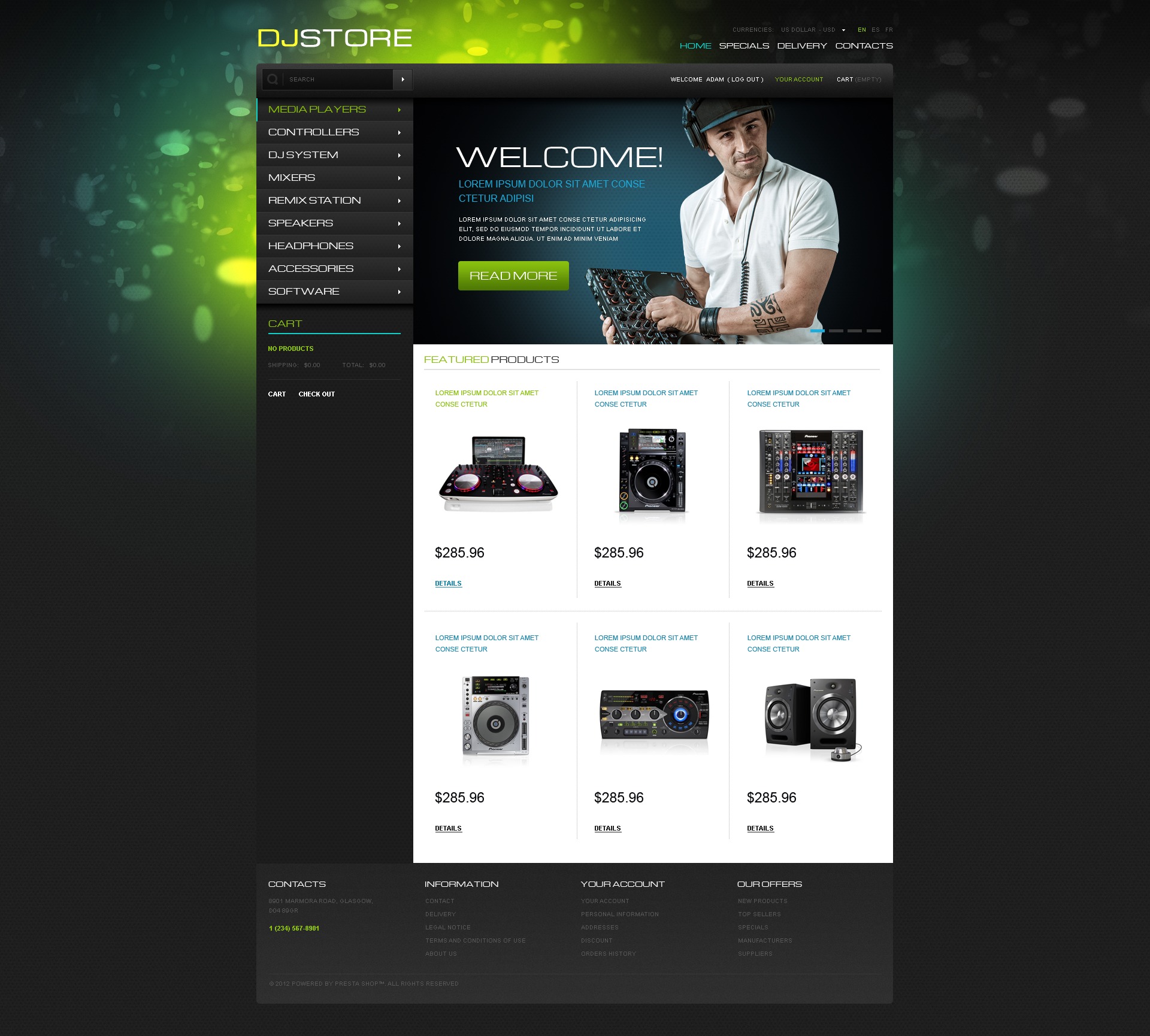 Dj store. Лендинг магазина Автозвука. Дж сторе. Готовые дизайны для пайнета. DJ Store адрес.