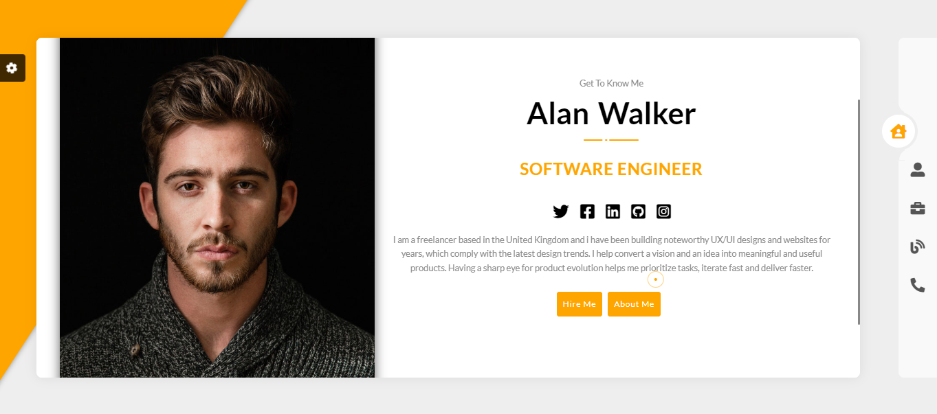 Alan Walker - Portfolio Landing Page Template