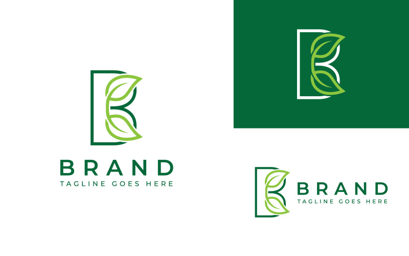B With Leaf Logo Template Design