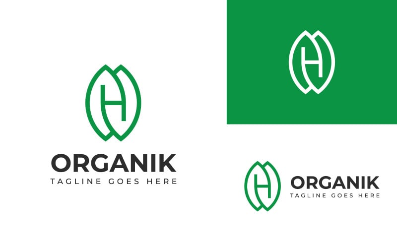 H Leaf Logo Template Design