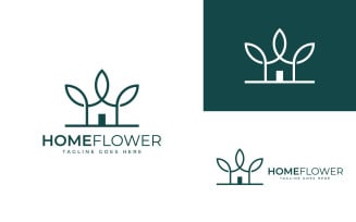 Home Flower Logo Template Design