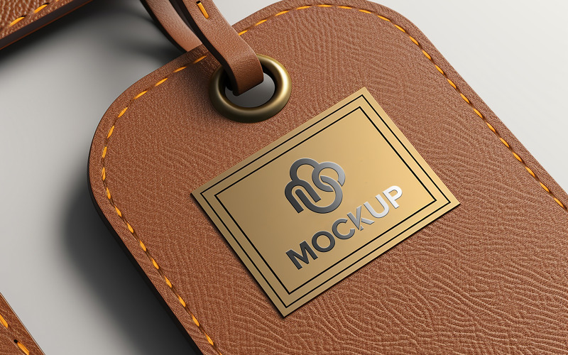 Logo mockup on brown leather design psd Product Mockup