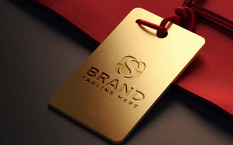 Luxury golden tag logo mockup psd