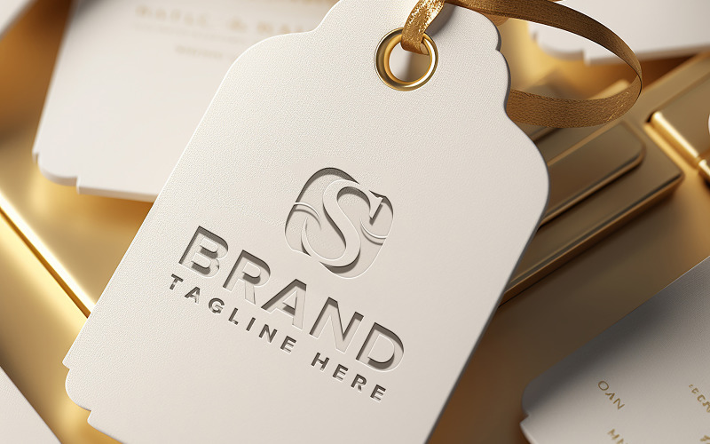 Perspective label or tag mockup design brand luxury psd Product Mockup