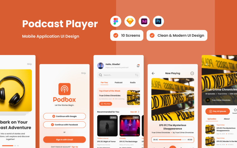 Podbox - Podcast Player Mobile App UI Element