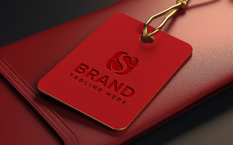 Price tag luxury red logo mockup with debossed effect