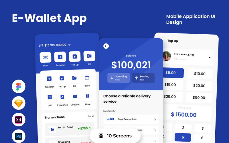 SwiftPay - E-Wallet Mobile App UI Element