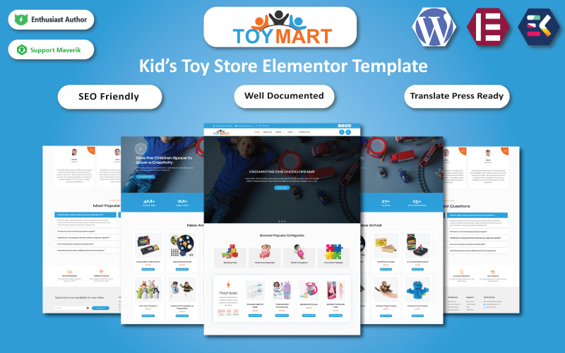 Toy Mart - Kid's Toy Store Elementor Template WordPress Theme