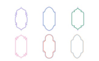 Islamic Vertical Frame Design double lines Set 6 - 13