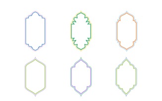 Islamic Vertical Frame Design double lines Set 6 - 14
