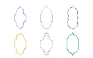Islamic Vertical Frame Design double lines Set 6 - 16