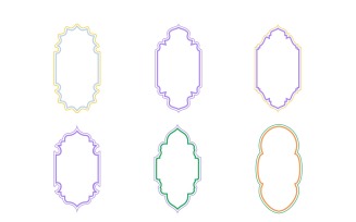 Islamic Vertical Frame Design double lines Set 6 - 24