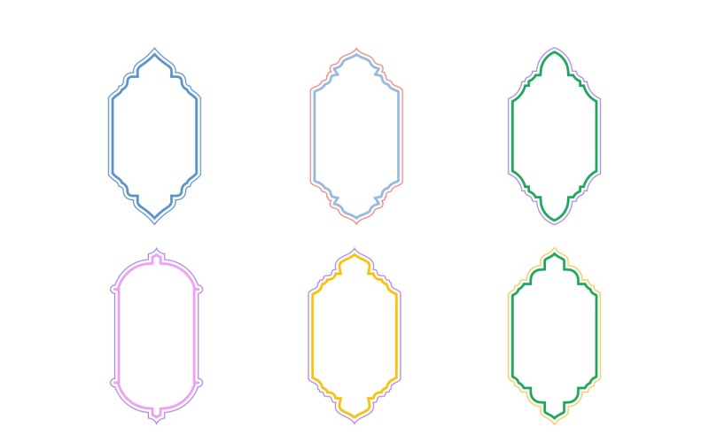 Islamic Vertical Frame Design double lines Set 6 - 28 Vector Graphic